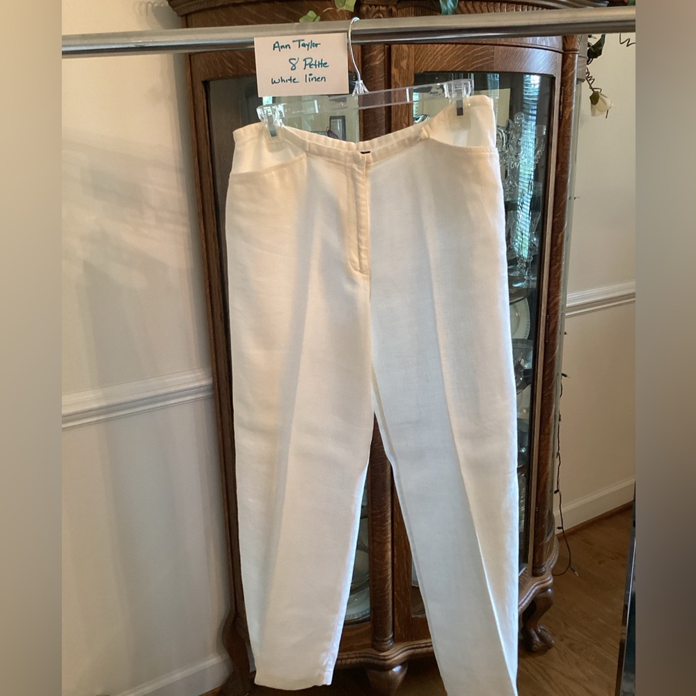 Ann Taylor White Dress Jumpsuit with Structured Fabric